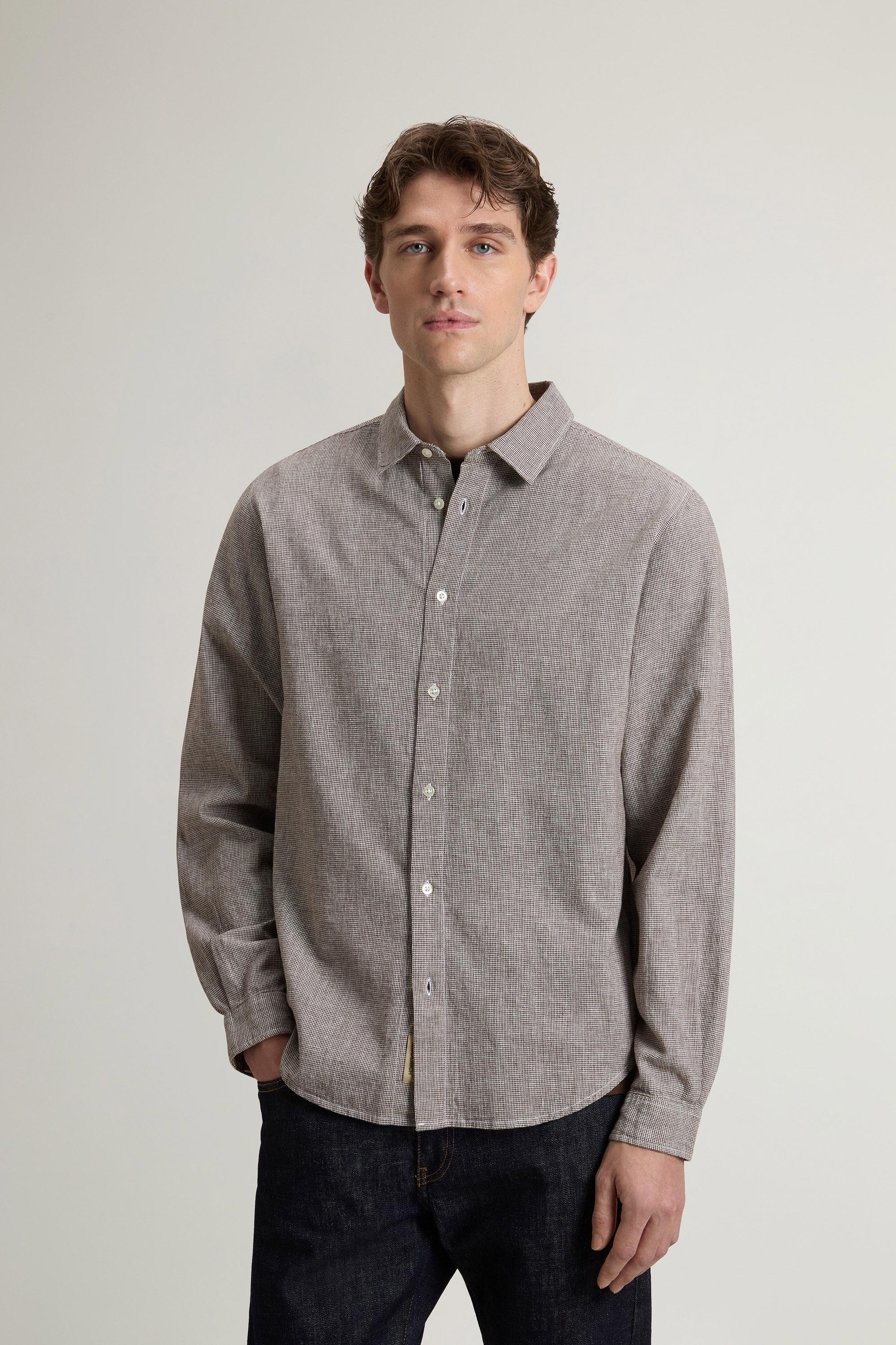 Shirt in Cotton and Linen Blend Brown photo 1 | Woolrich