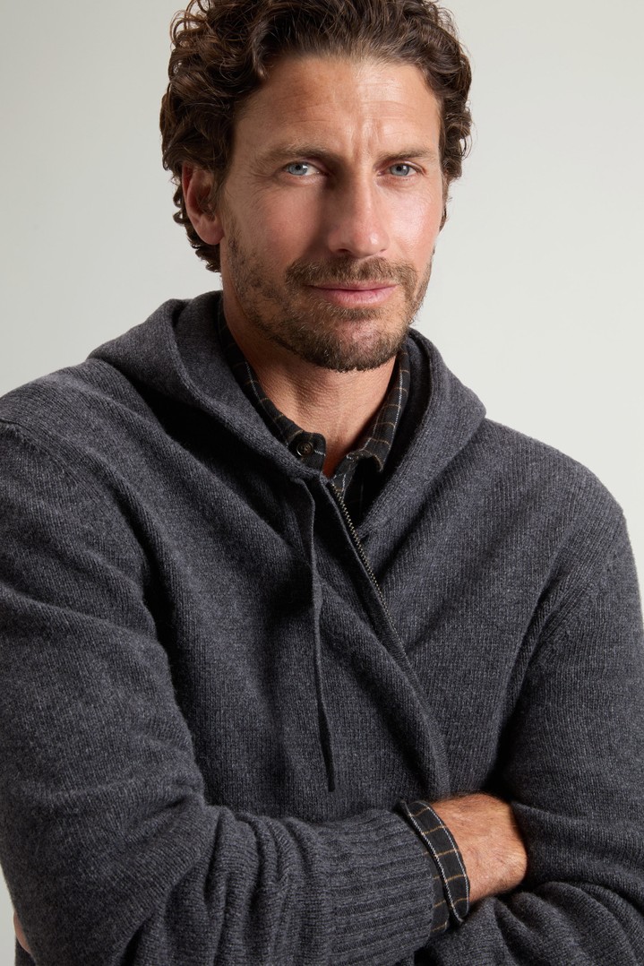 LAMBSWOOL FULL-ZIP HOODIE GG8 Gray photo 4 | Woolrich