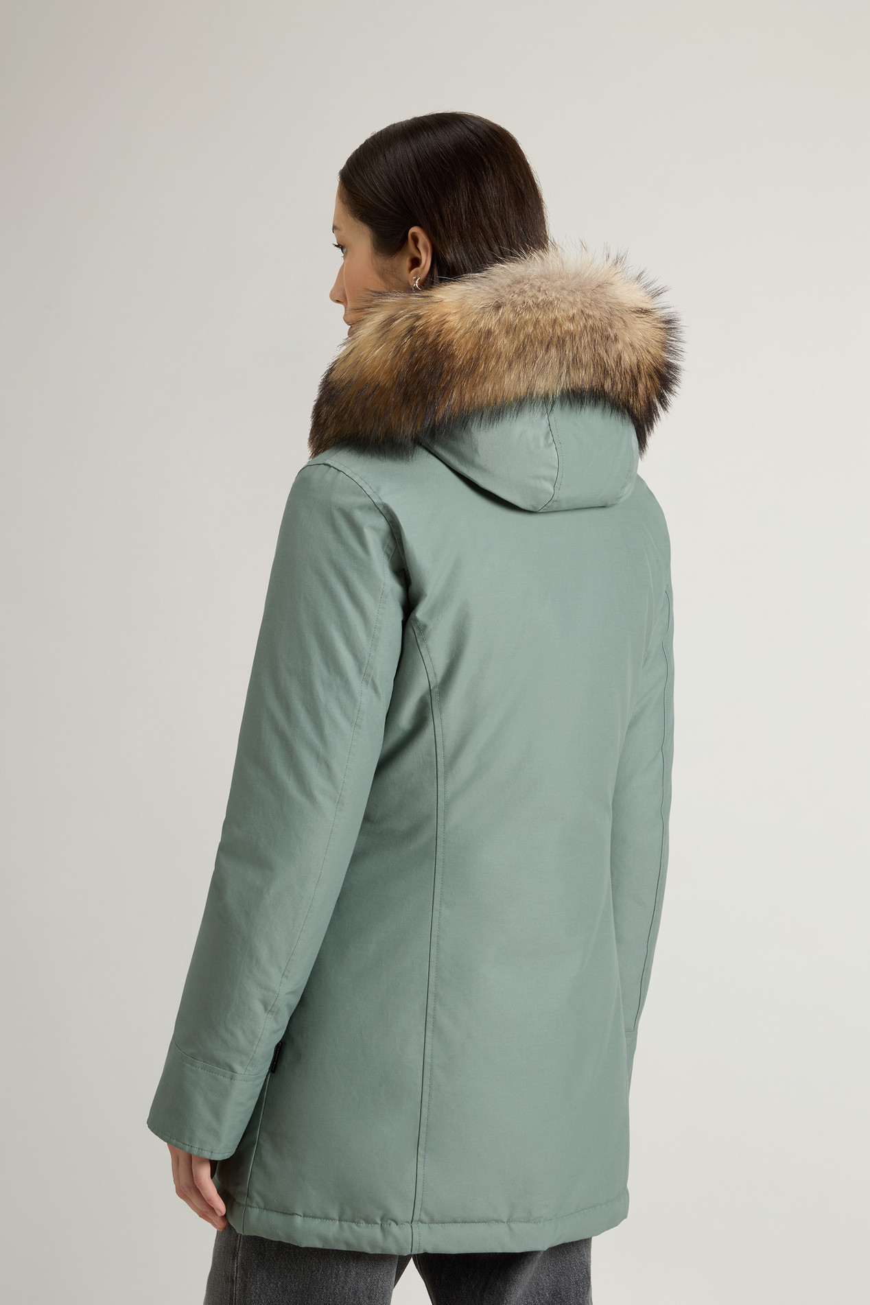 Arctic Parka in Ramar Cloth with Detachable Fur Trim Green photo 3 | Woolrich