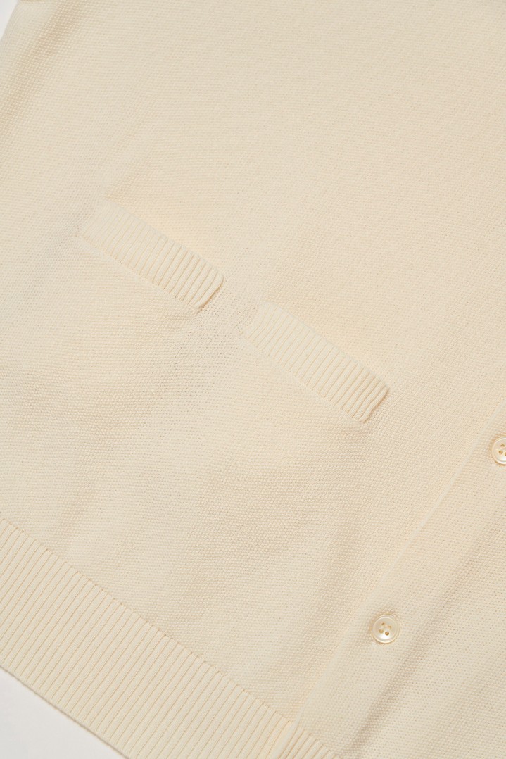 SHEEP PATCH COTTON PIQUE KNIT CARDIGAN White photo 5 | Woolrich