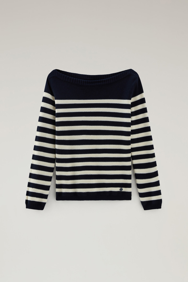 Pure Cotton Sweater with Boat Neckline Blue photo 1 | Woolrich