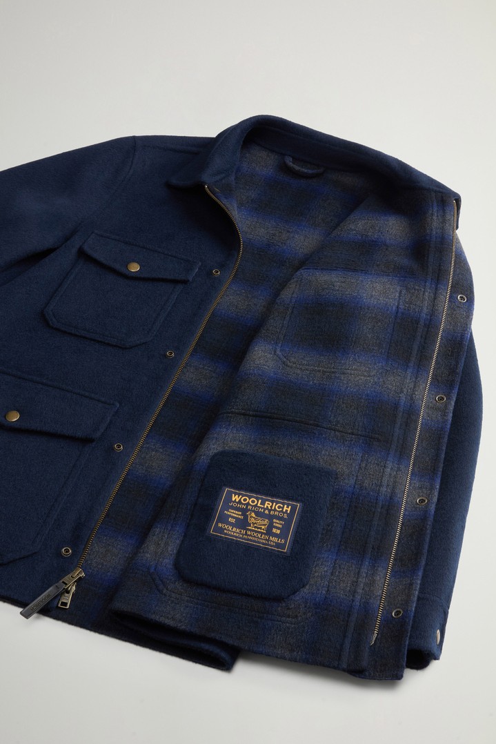 Checked Overshirt in Wool Blend Blue photo 4 | Woolrich