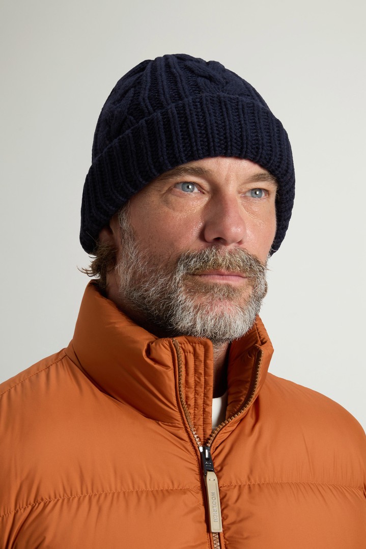Beanie in Wool and Cotton Blend Blue photo 1 | Woolrich