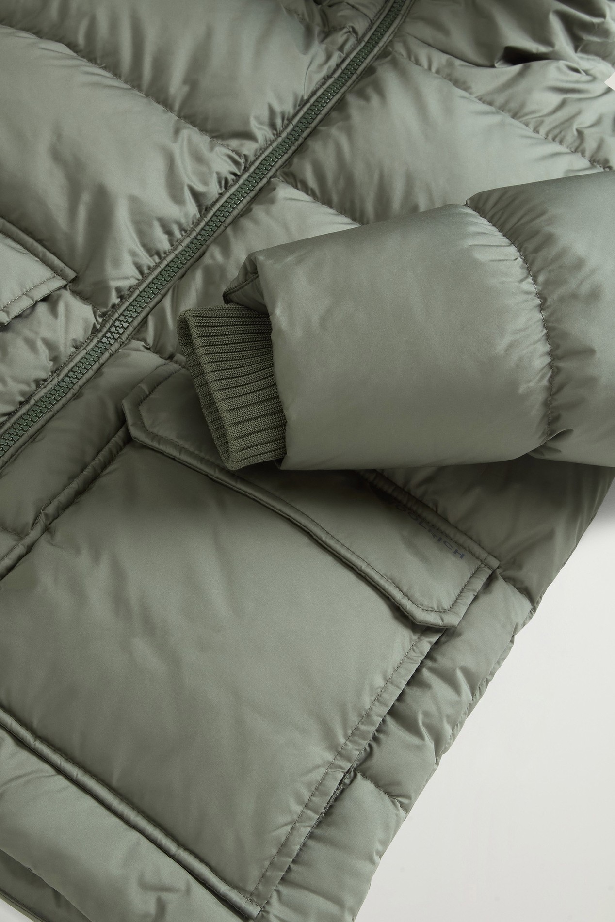 Boys' Sierra Jacket in Quilted Microfiber with Hood Green photo 4 | Woolrich