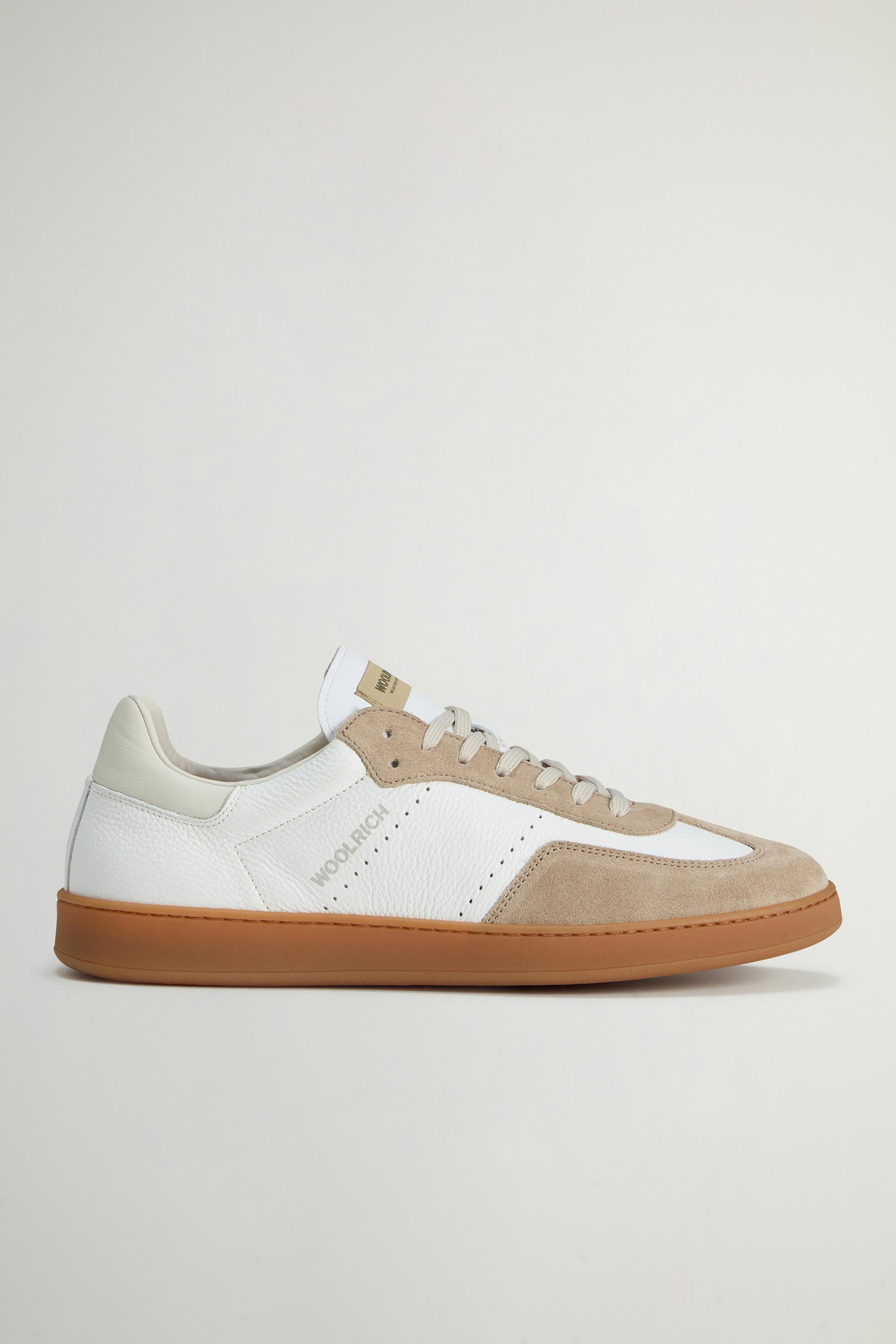 Sneakers Swing Court aus gewalktem Leder mit Besätzen aus Wildleder Weiß photo 1 | Woolrich