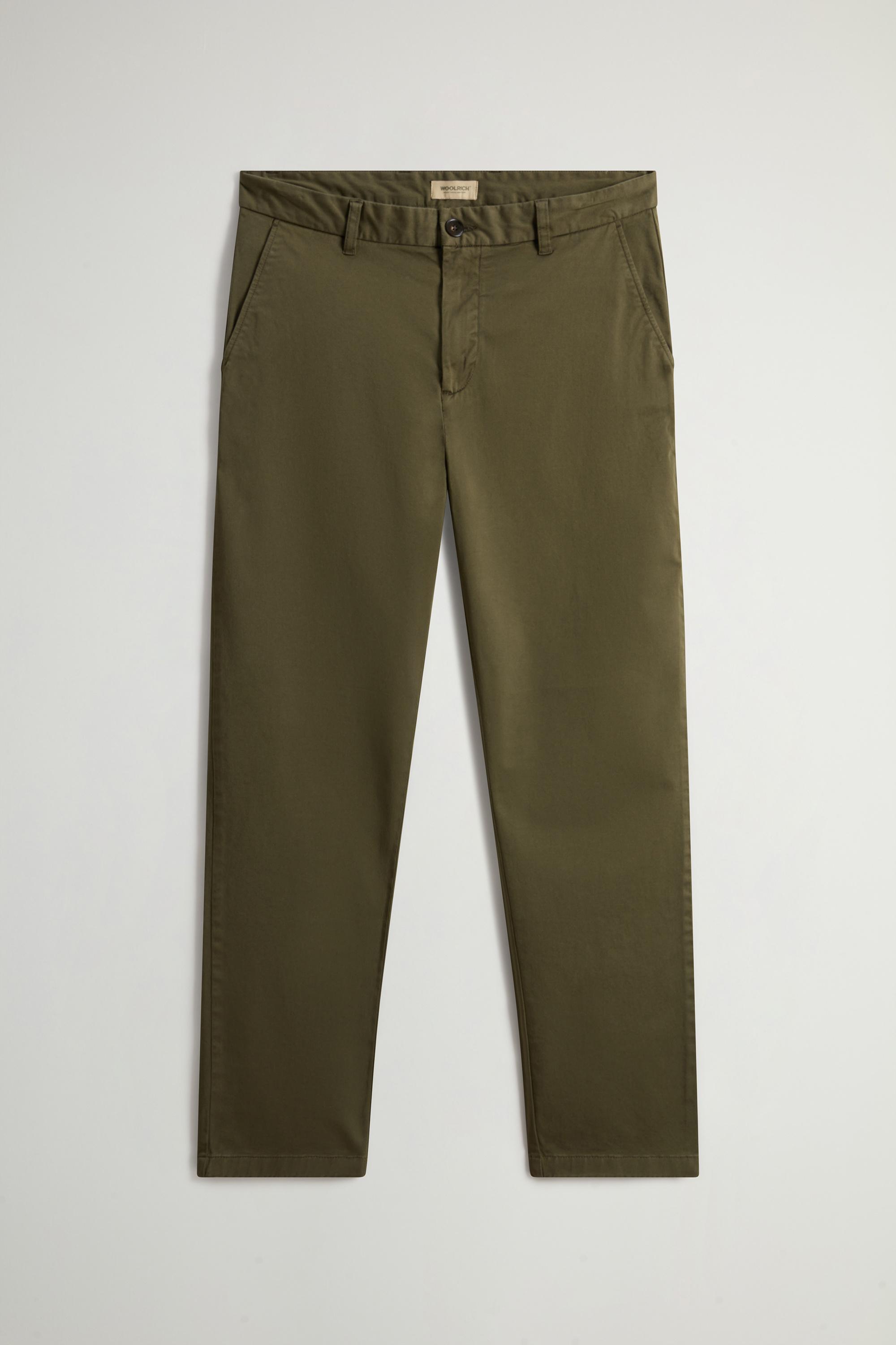 Garment-Dyed Stretch Cotton Twill Chinos Green photo 1 | Woolrich
