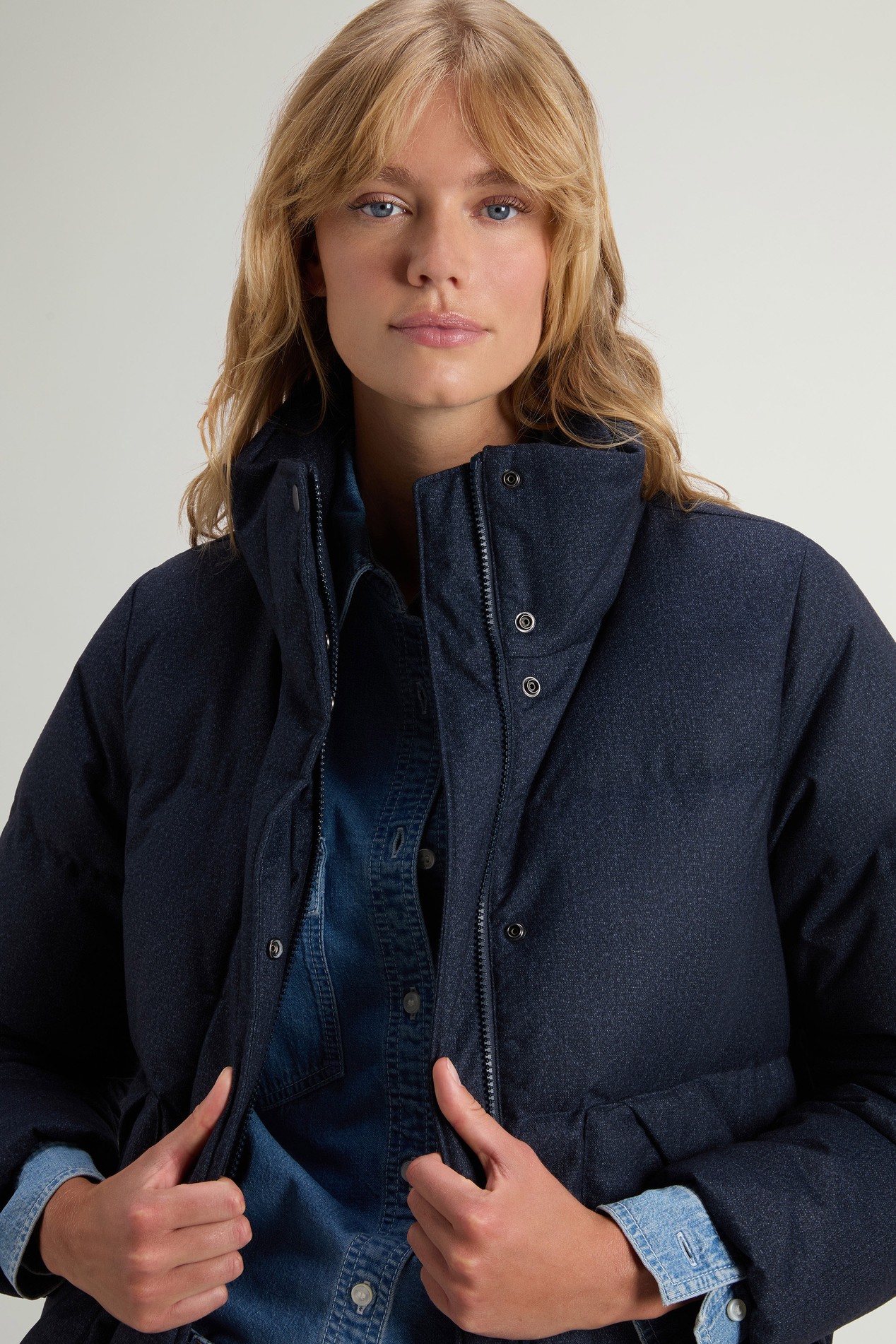 Quilted Checked Jacket in Wool-Effect Fabric Blue photo 4 | Woolrich