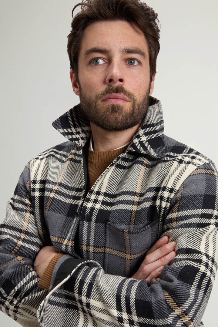 Checked Overshirt in Cotton Blend Gray photo 4 | Woolrich