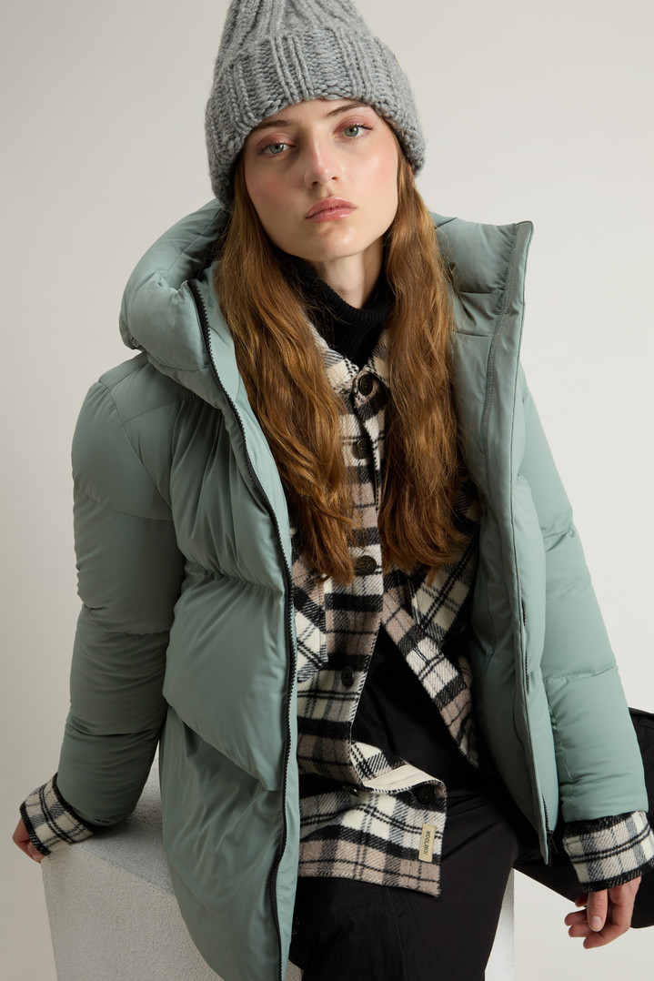 Cloud Down Jacket in Stretch Nylon with Matte Finish Green photo 4 | Woolrich