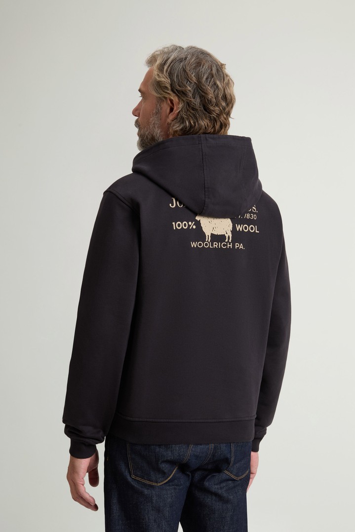 Full-Zipper Hoodie in Cotton Blend Black photo 3 | Woolrich