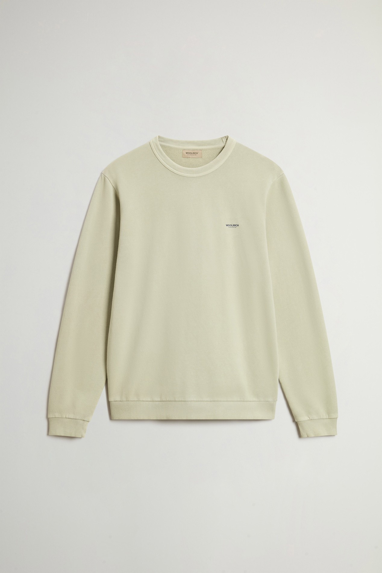 Garment-Dyed Crewneck Sweatshirt in Pure Cotton with Logo Beige photo 1 | Woolrich