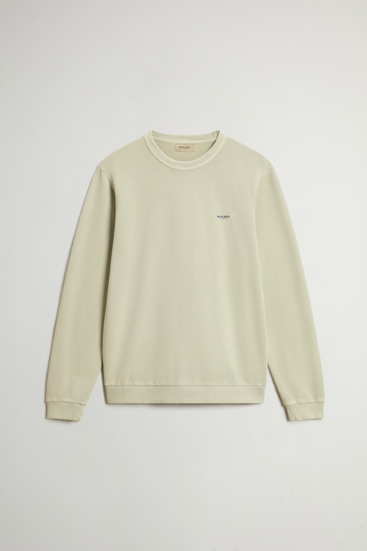 Garment-Dyed Crewneck Sweatshirt in Pure Cotton with Logo Beige photo 1 | Woolrich