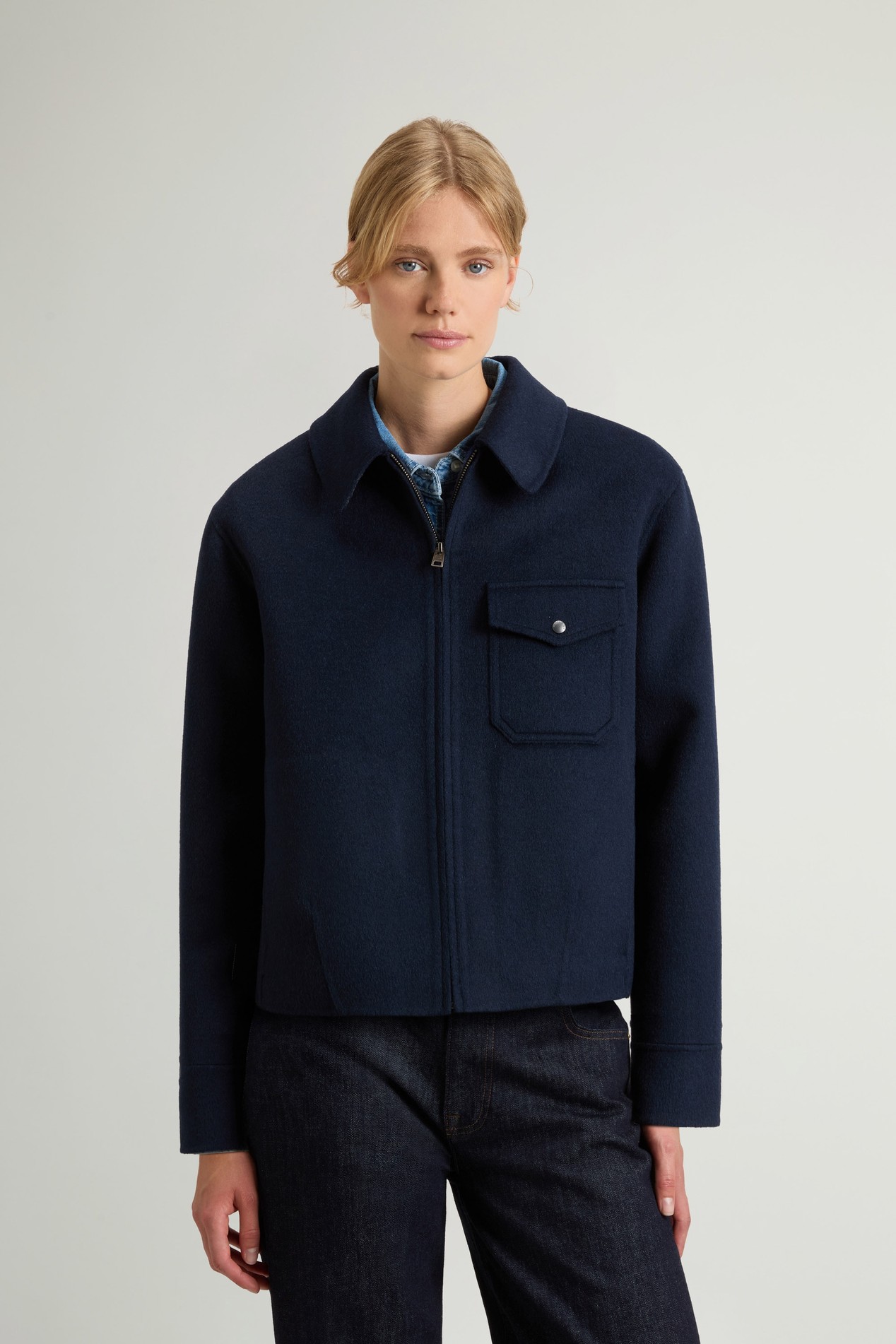 Jacket in Double-Face Wool Blend Blue photo 1 | Woolrich