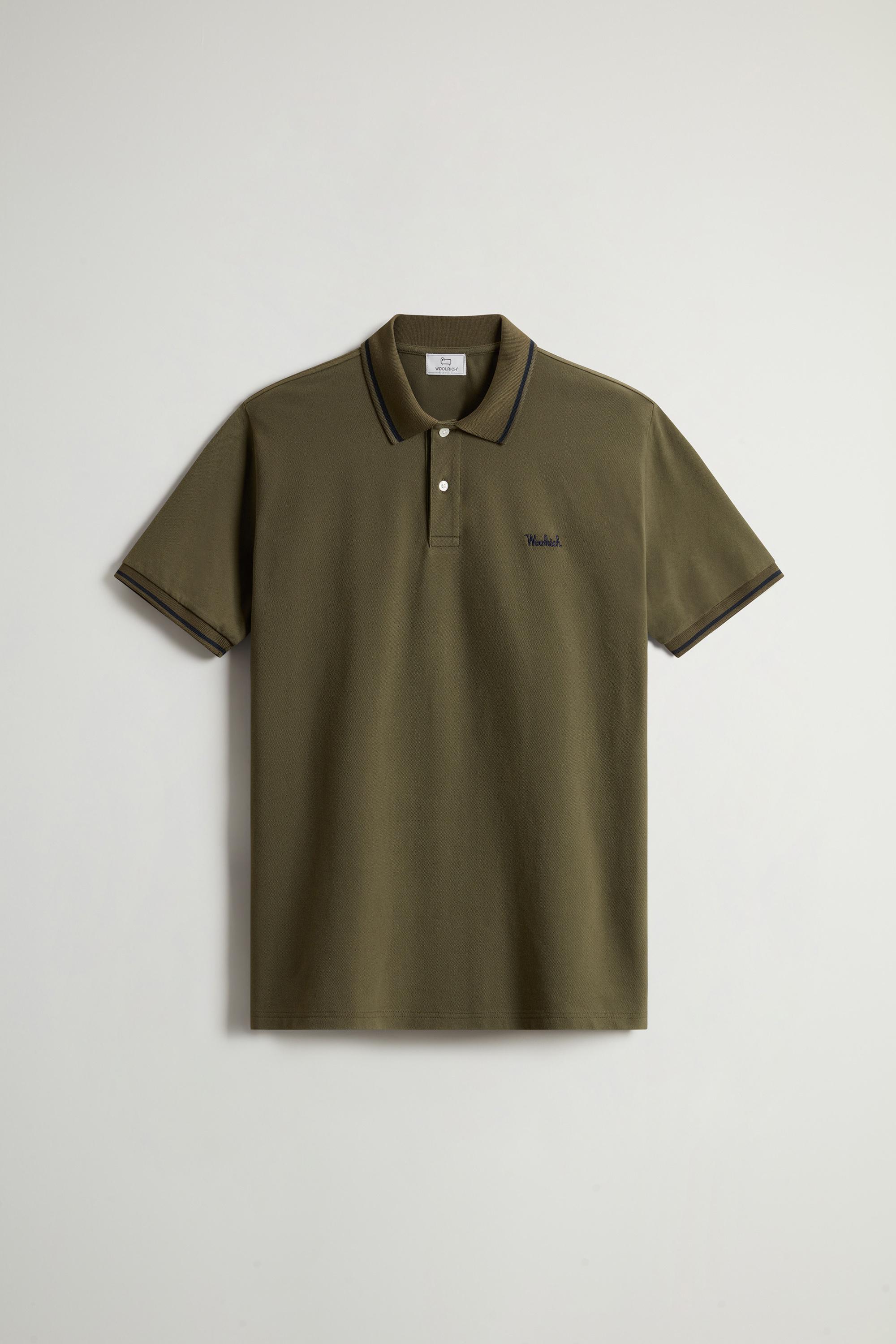 Monterey Polo Shirt in Stretch Cotton Piquet with Striped Edges Green photo 5 | Woolrich
