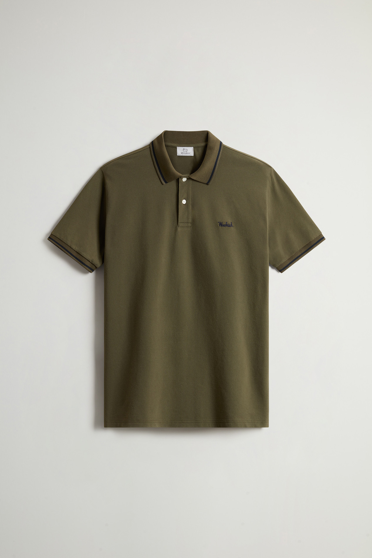 Monterey Polo Shirt in Stretch Cotton Piquet with Striped Edges Green photo 5 | Woolrich