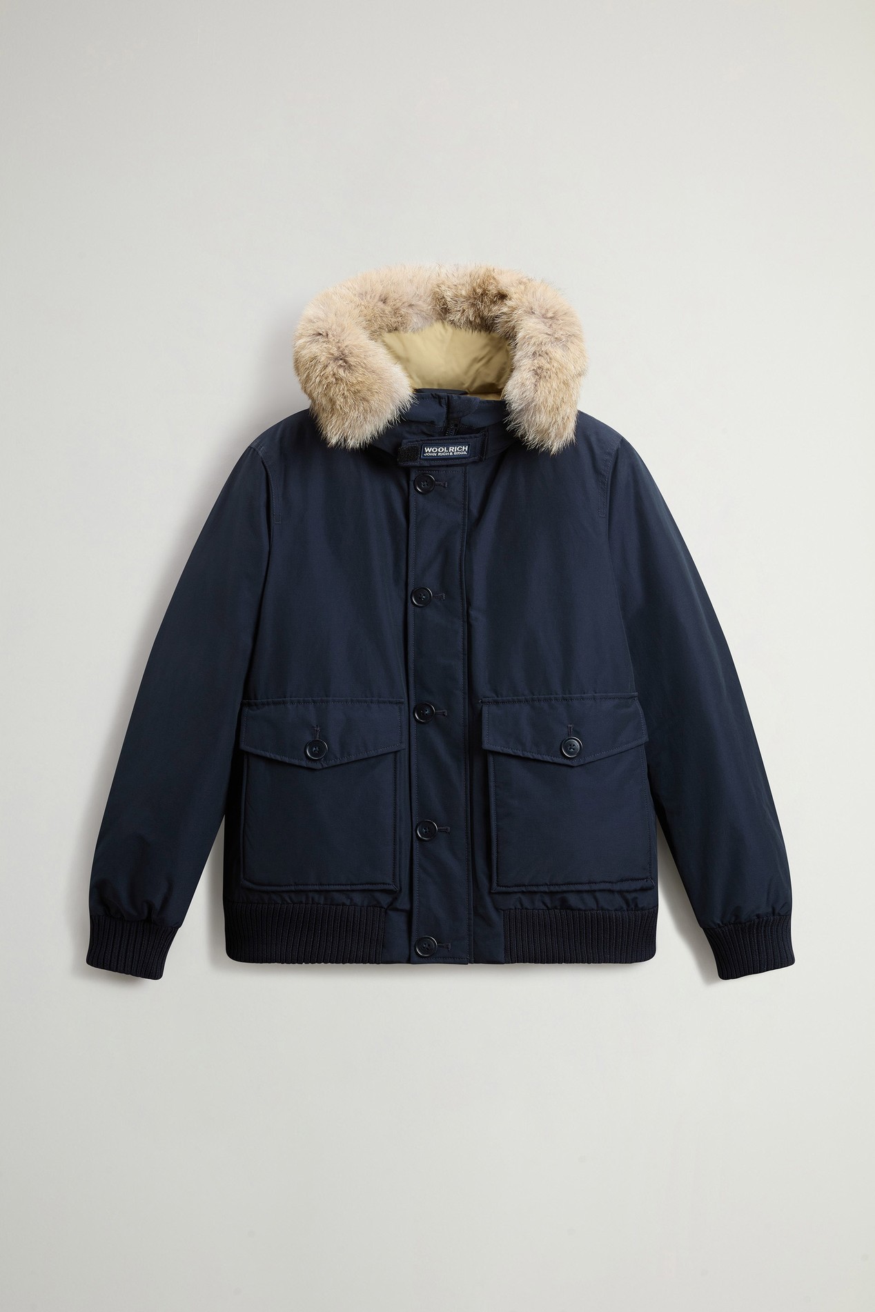 Padded Polar bomber jacket in Ramar Cloth with hood Blue photo 1 | Woolrich