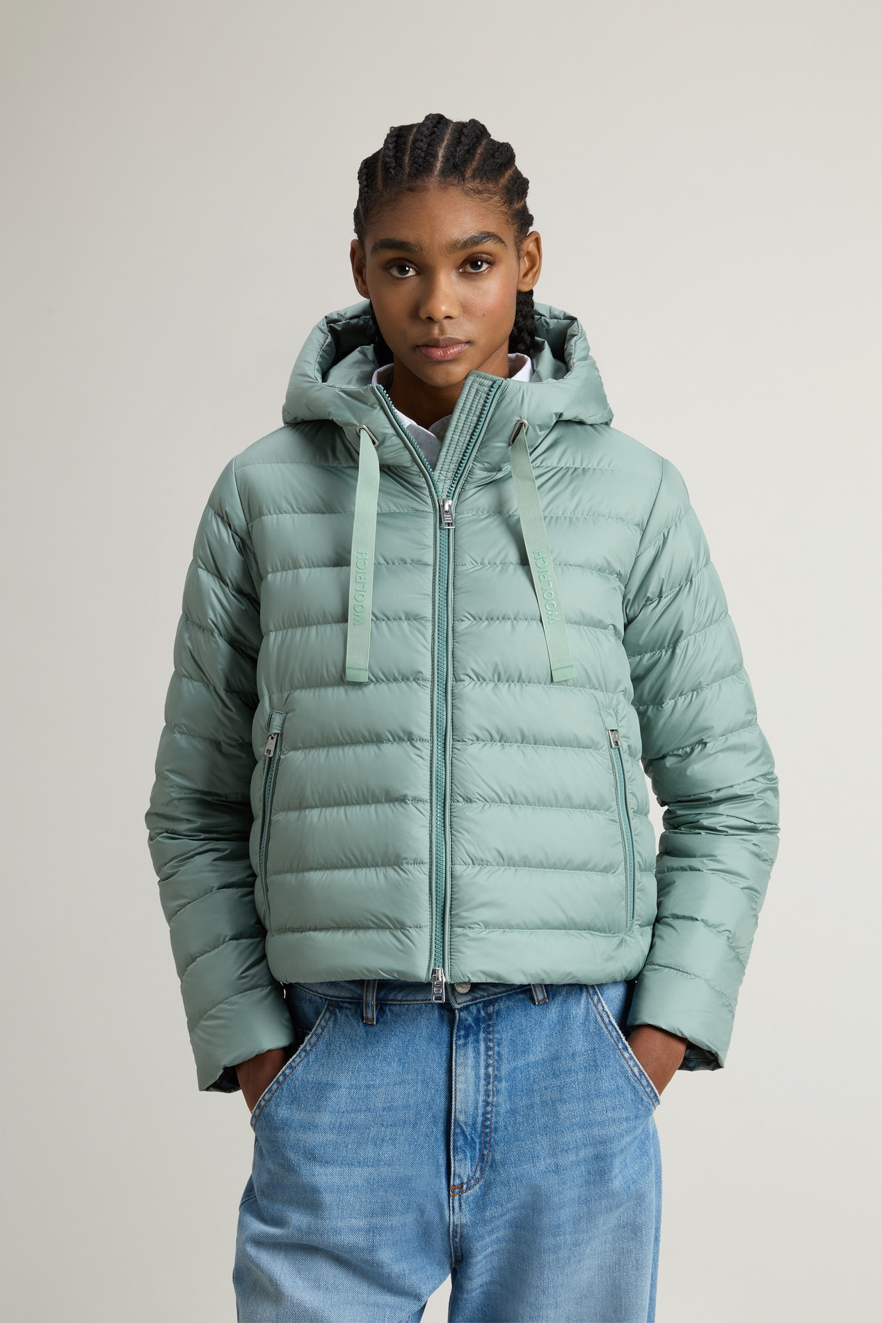 Padded Microfiber Jacket with Hood Green photo 1 | Woolrich