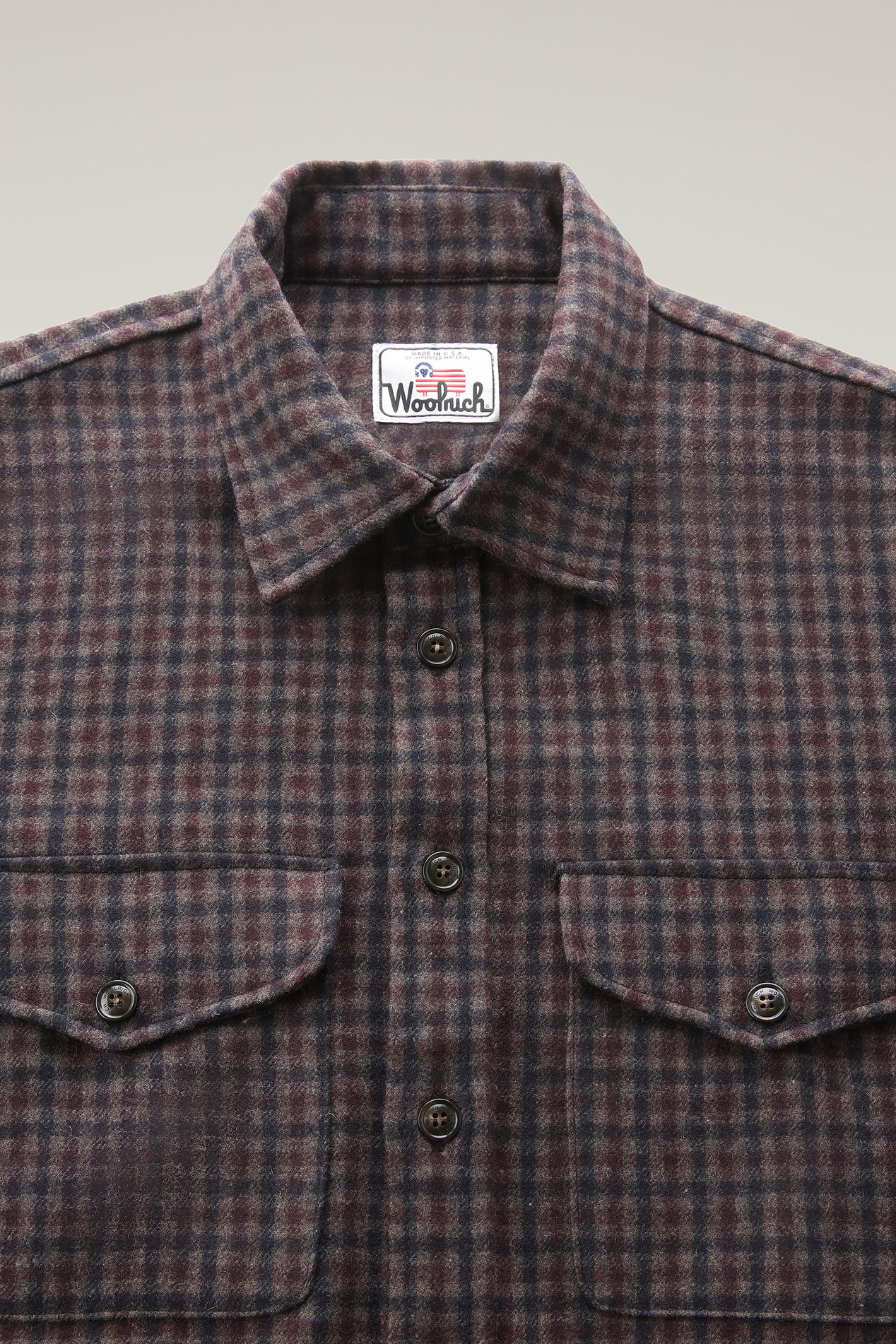 Wool Blend Oxbow Flannel Overshirt - Made in USA Brown photo 6 | Woolrich