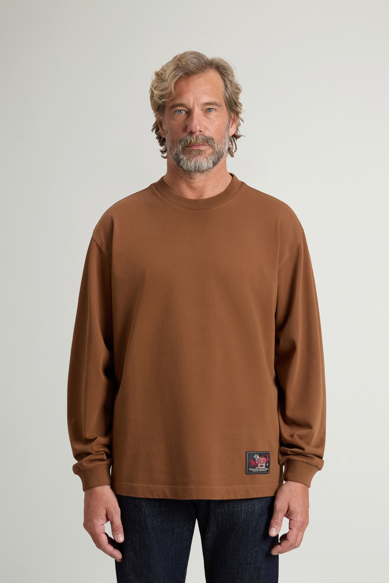 Langarmoberteil aus reiner Baumwolle Braun photo 1 | Woolrich