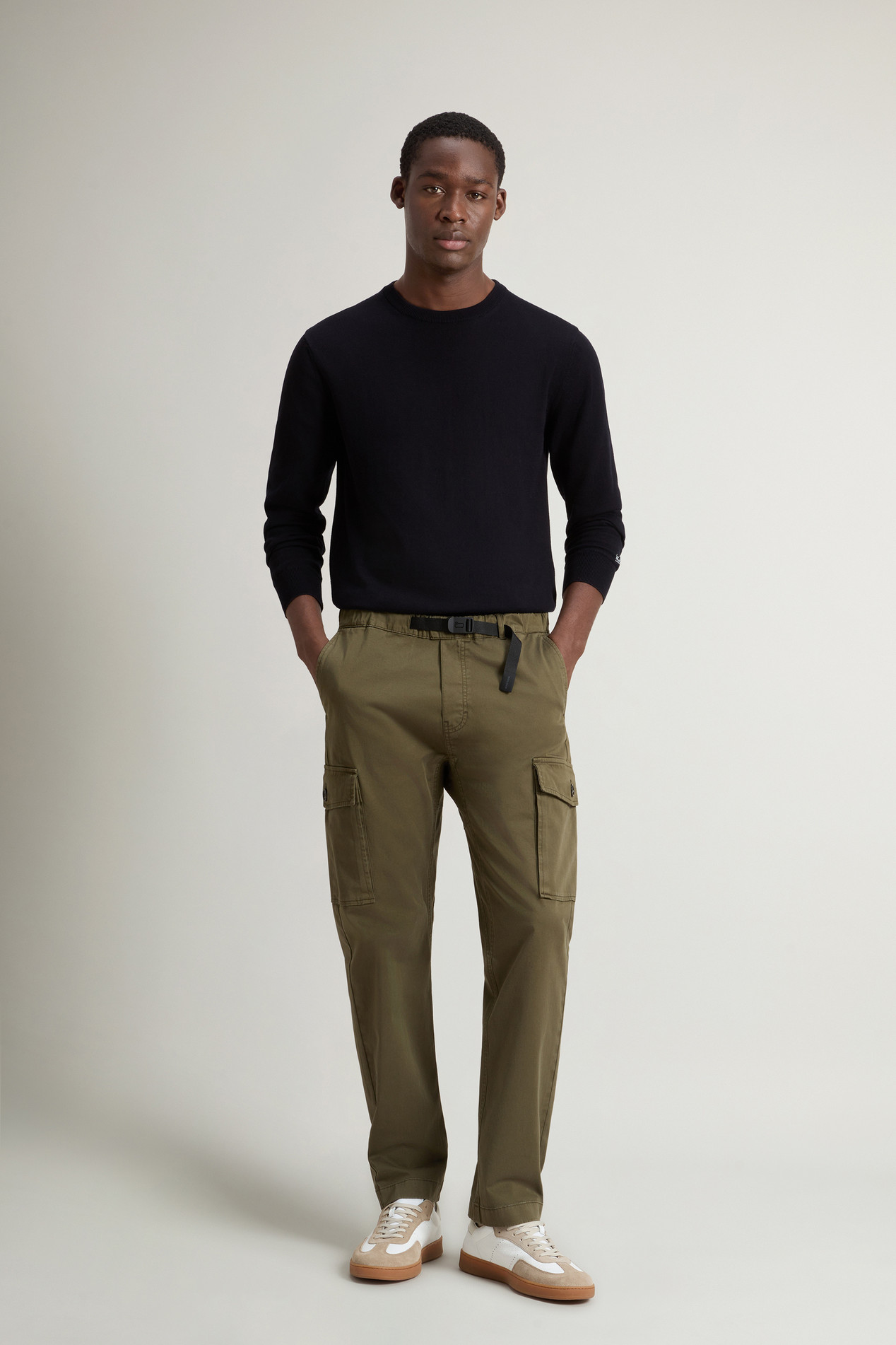 Garment-Dyed Cargo Pants with Belt Green photo 1 | Woolrich