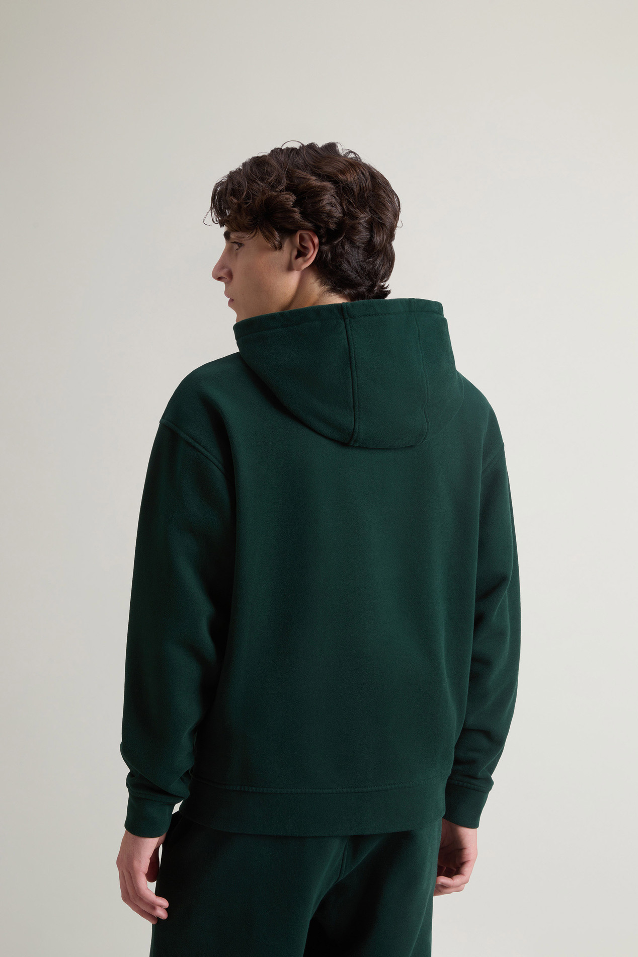 Teen Boys’ Hoodie in Brushed Pure Cotton Green photo 3 | Woolrich