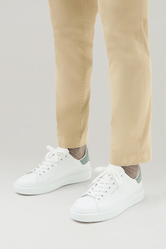 Classic Court Sneakers in Leather with Contrasting Patch White photo 6 | Woolrich
