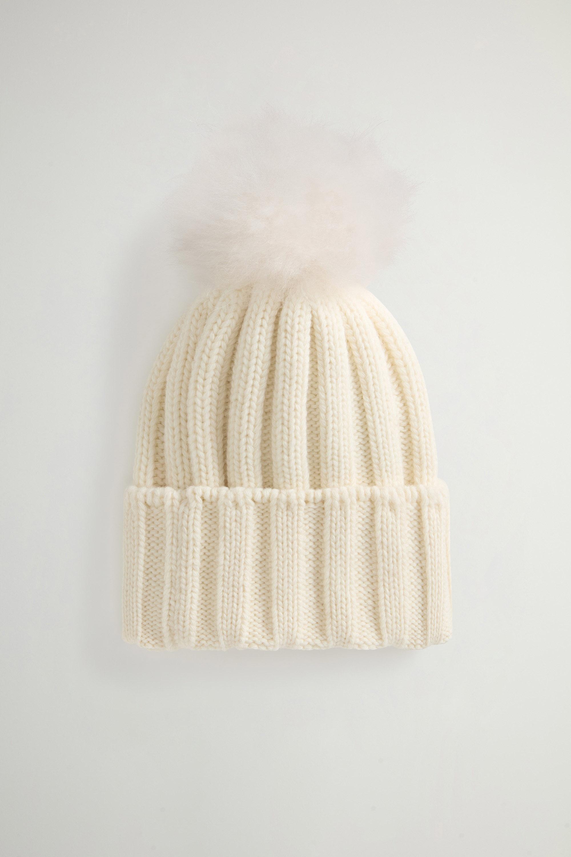 Girls’ Beanie in Pure Virgin Wool with Removable Pompon White photo 6 | Woolrich