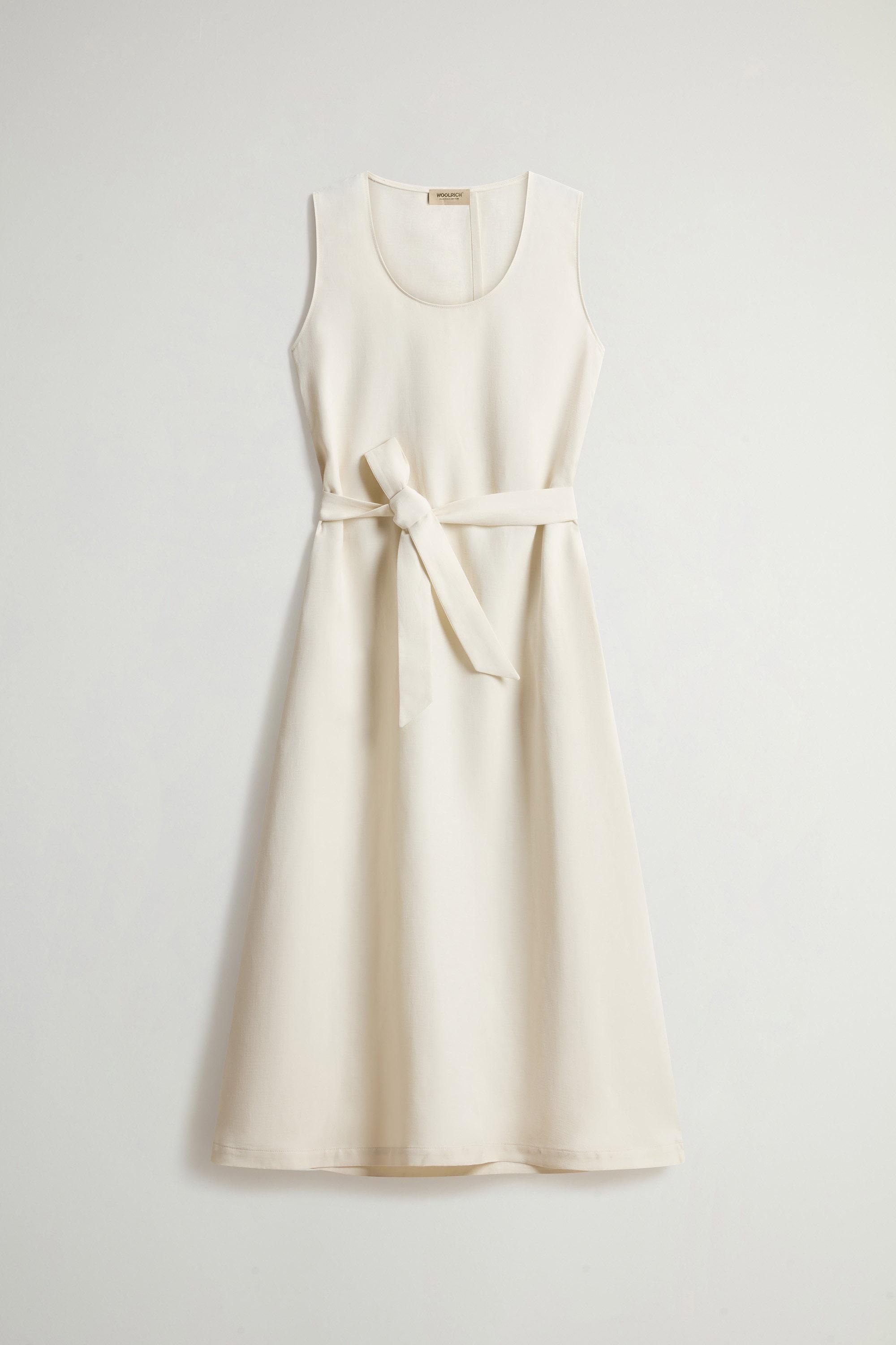Sleeveless Dress in Linen Blend with Belt White photo 5 | Woolrich