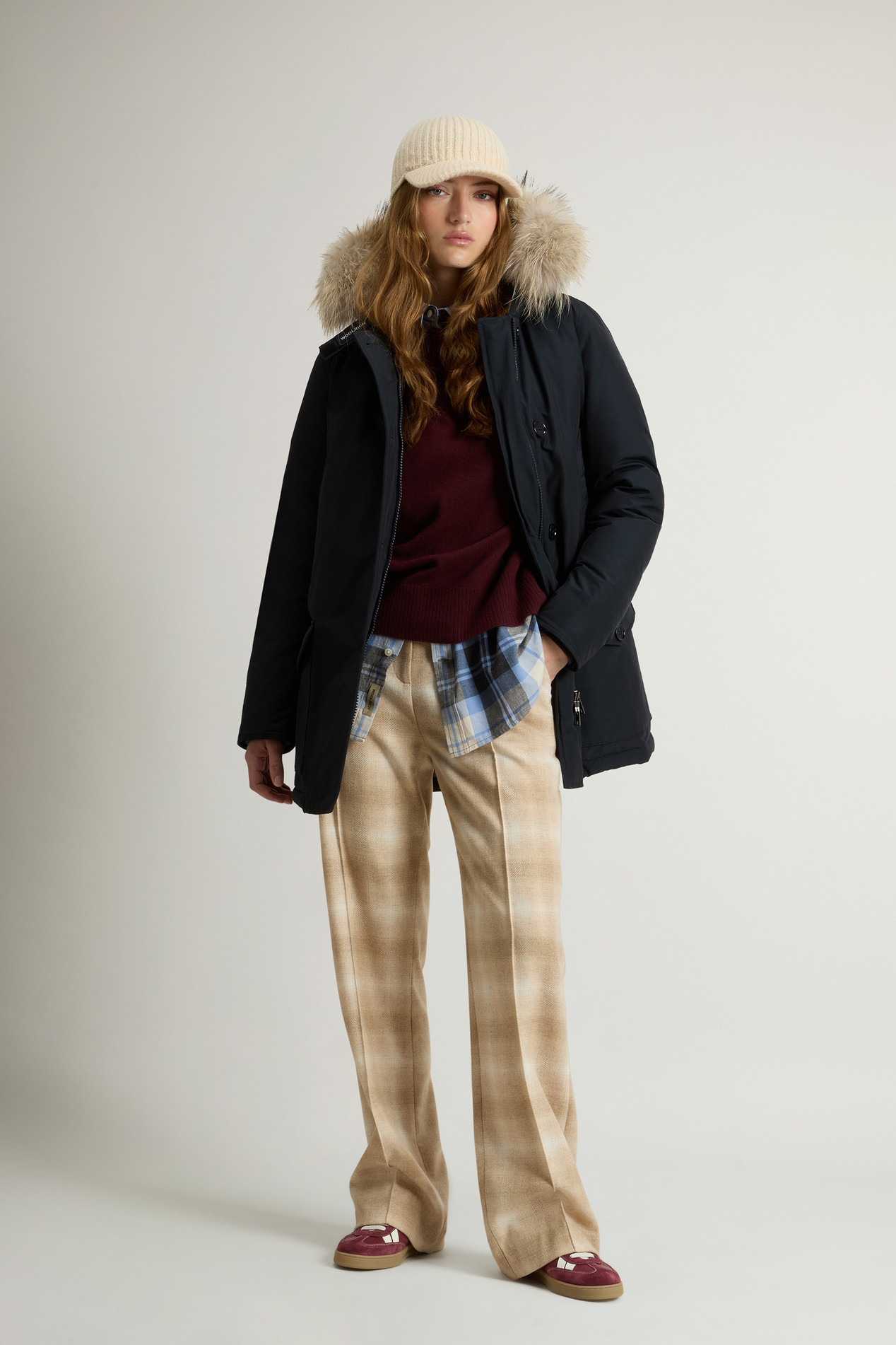Arctic Parka in Ramar Cloth with Four Pockets and Detachable Fur Blue photo 2 | Woolrich