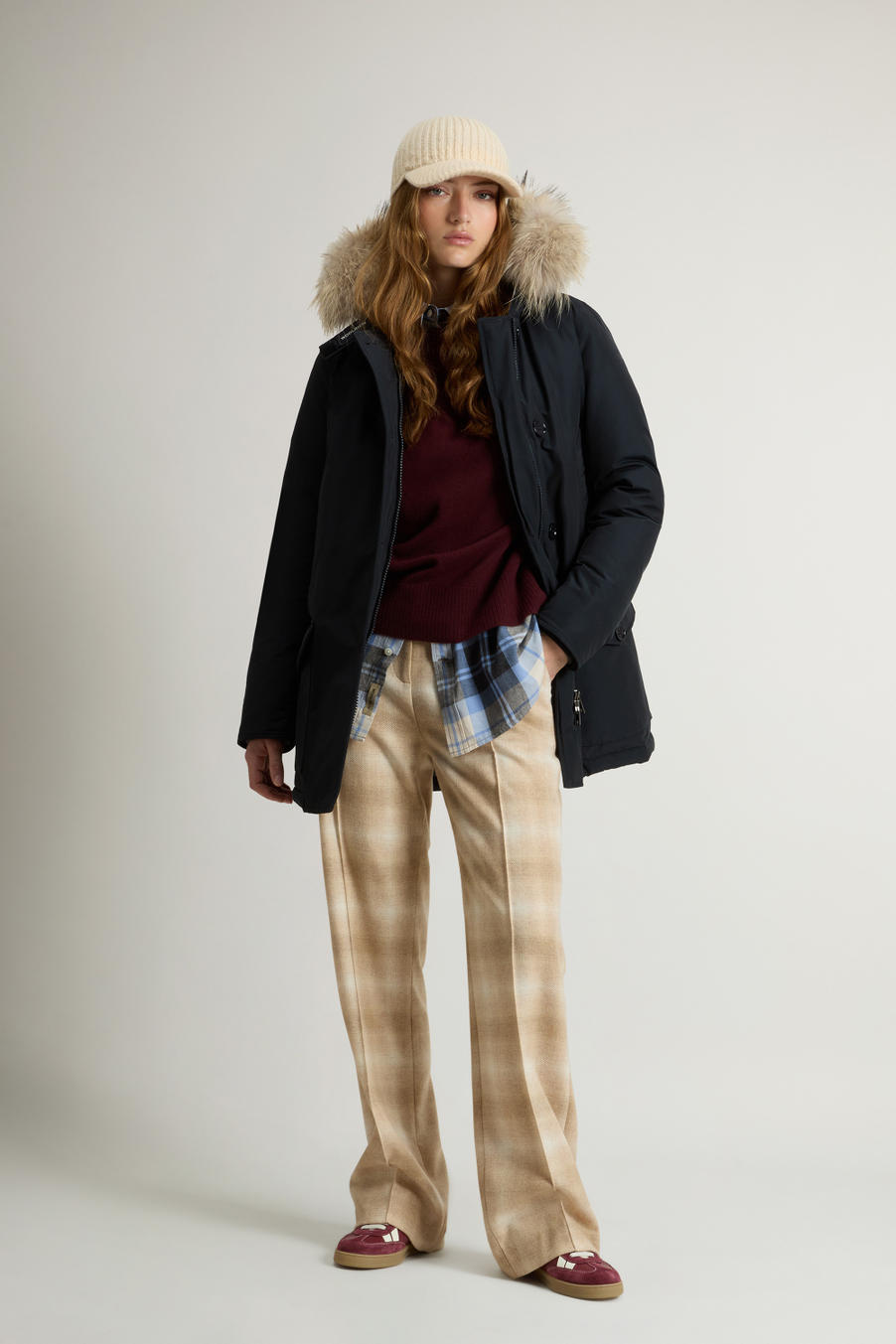 Arctic Parka in Ramar Cloth with Four Pockets and Detachable Fur Blue photo 1 | Woolrich