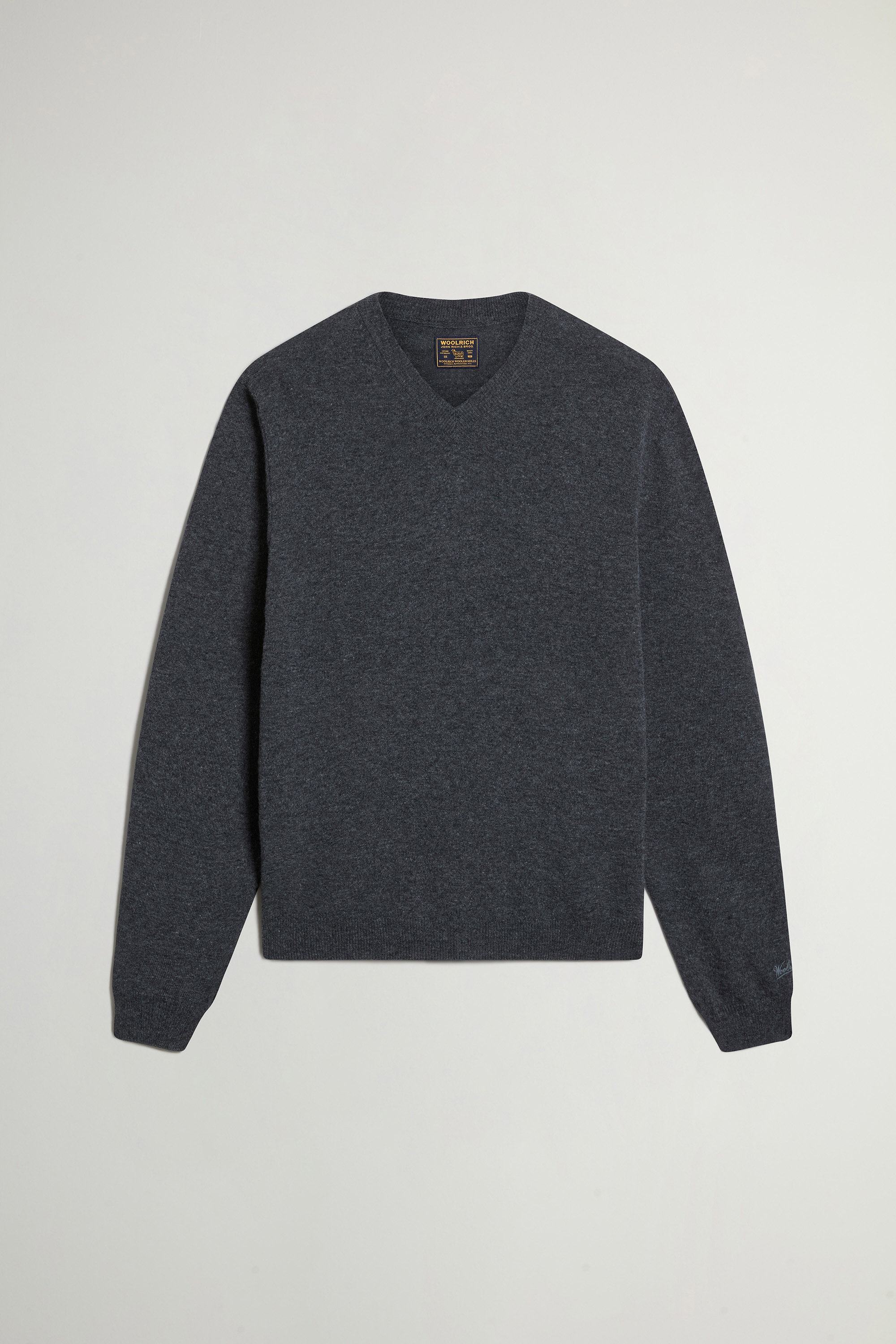 Trui van zuivere scheerwol met V-hals Grijs photo 1 | Woolrich