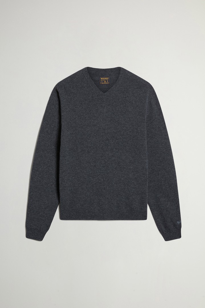 Trui van zuivere scheerwol met V-hals Grijs photo 1 | Woolrich