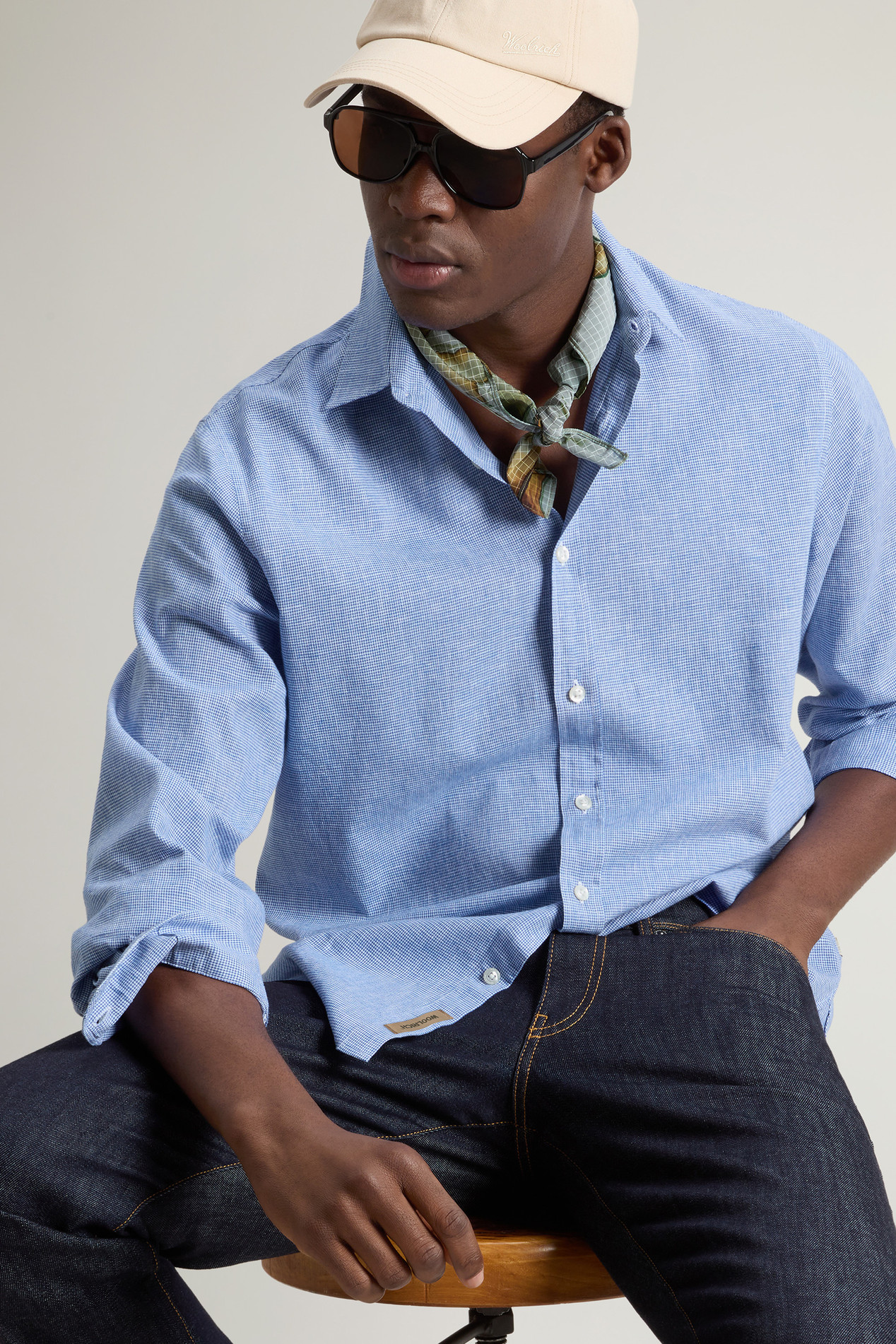 Linen- and Cotton-Blend Shirt Blue photo 4 | Woolrich