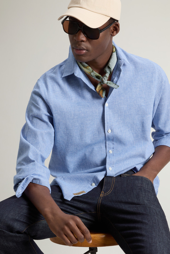 Linen- and Cotton-Blend Shirt Blue photo 4 | Woolrich