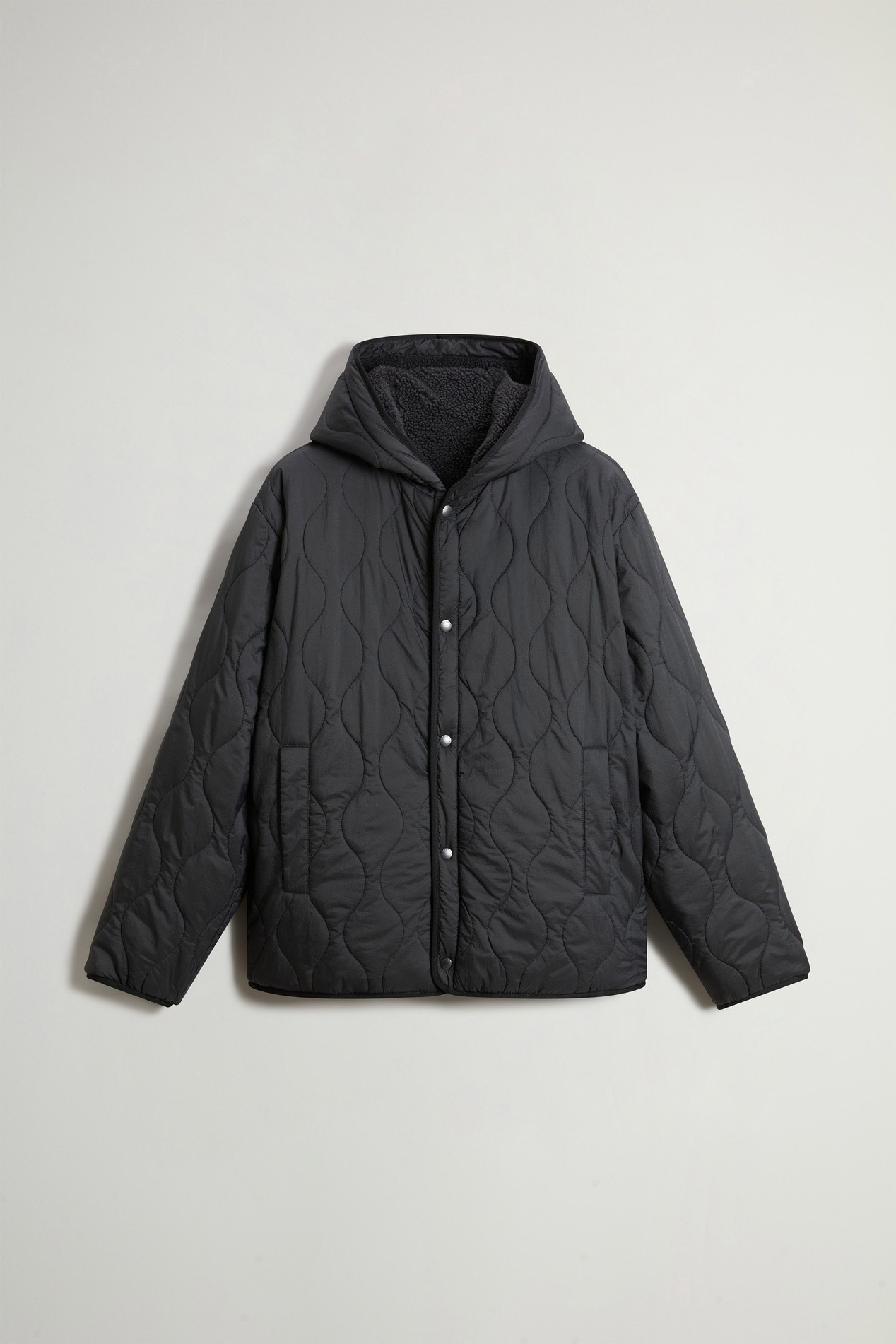 Reversible Hooded Jacket in Nylon and Sherpa Gray photo 5 | Woolrich