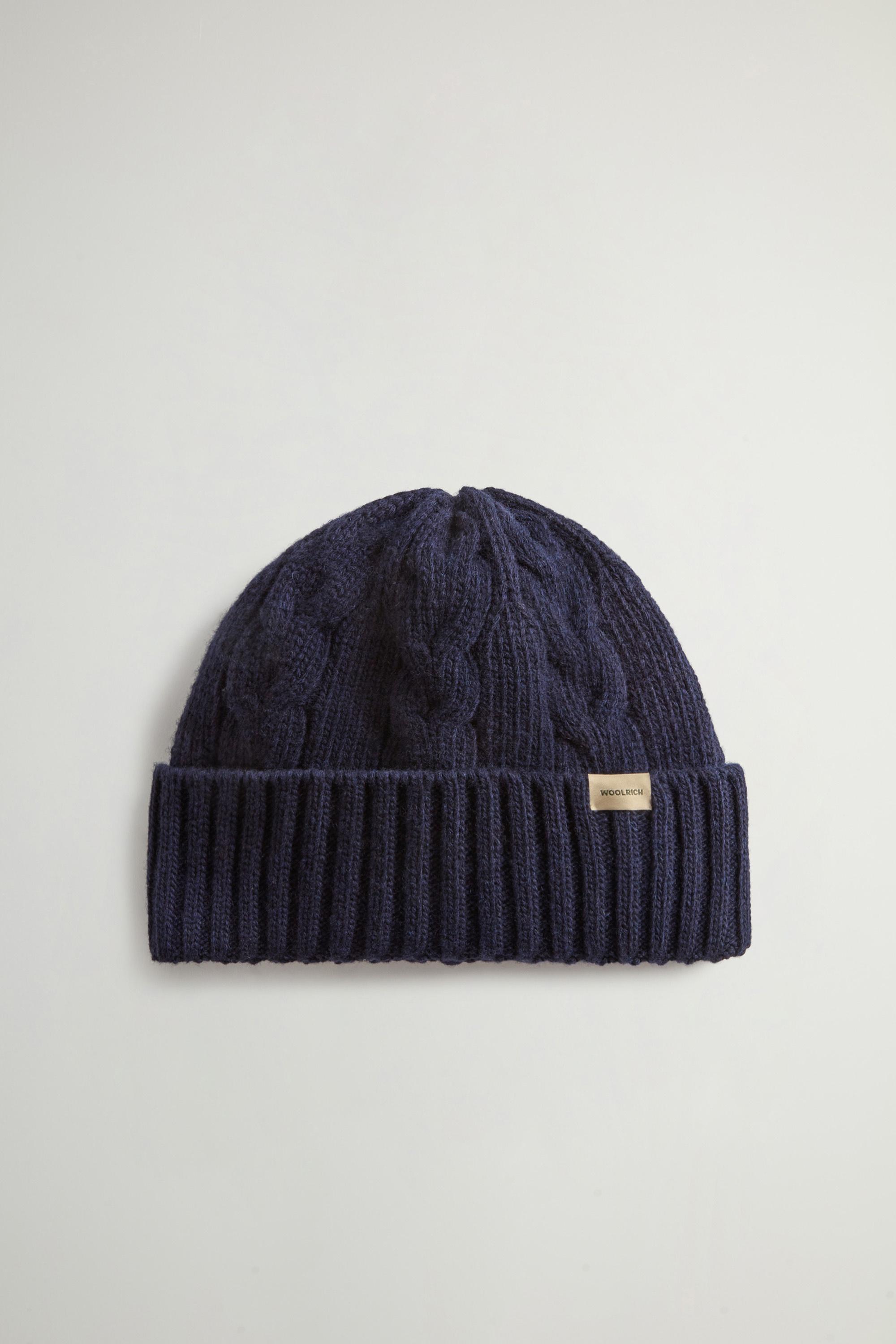 Cable-Knit Pure Wool Beanie Blue photo 1 | Woolrich