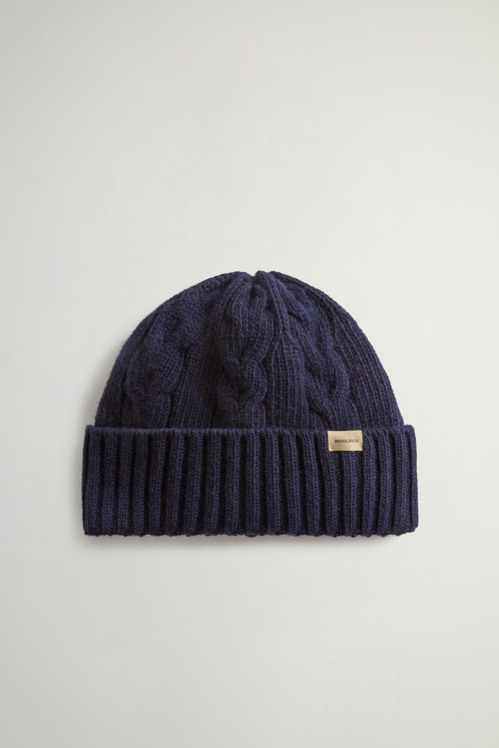 Cable-Knit Pure Wool Beanie Blue photo 1 | Woolrich