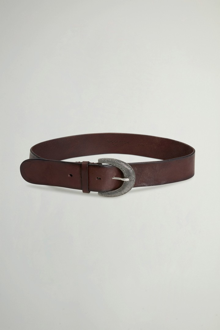 Belt in Distressed-Effect Leather Brown photo 1 | Woolrich
