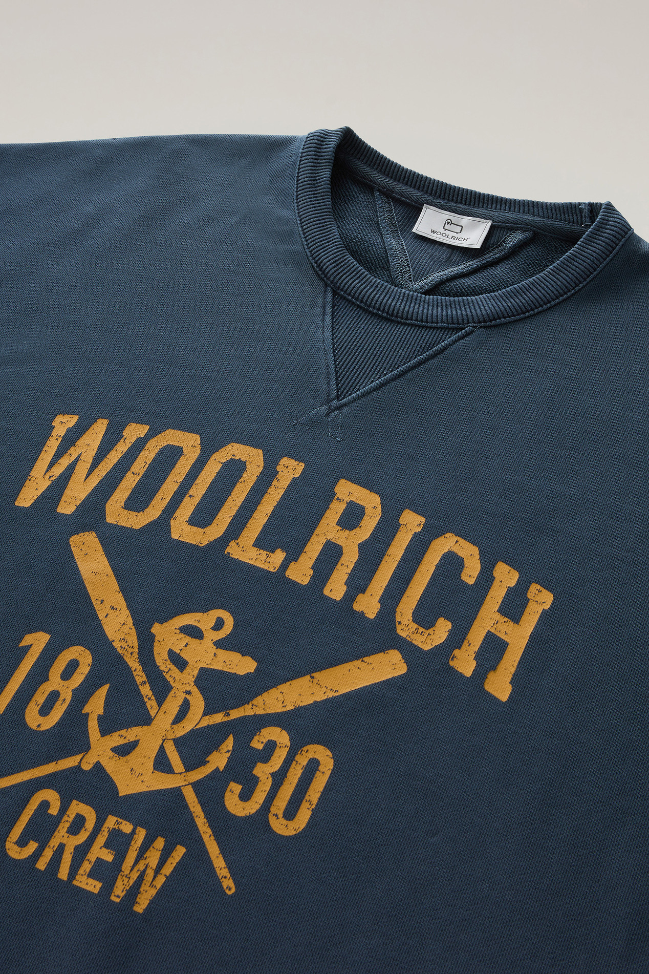 Pure Cotton Crewneck Sweatshirt with Graphic Print Blue photo 2 | Woolrich