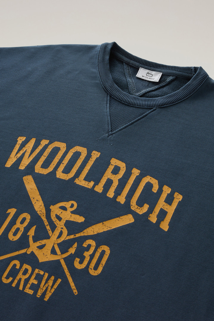 Pure Cotton Crewneck Sweatshirt with Graphic Print Blue photo 2 | Woolrich