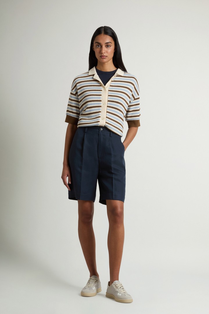 Shorts in Linen Blend with Darts Blue photo 1 | Woolrich