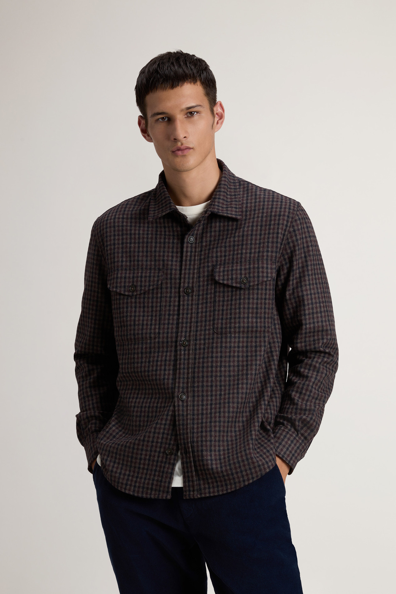 Wool Blend Oxbow Flannel Overshirt - Made in USA Brown photo 1 | Woolrich