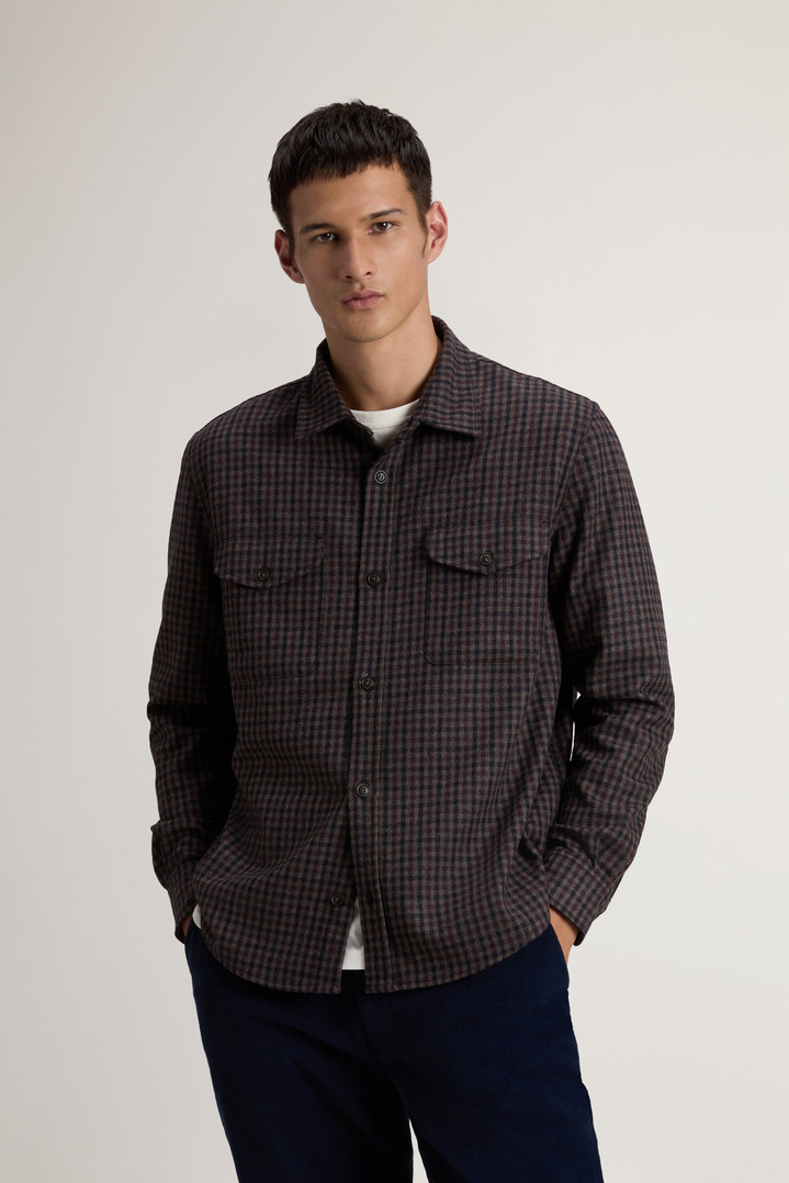 Wool Blend Oxbow Flannel Overshirt - Made in USA Brown photo 1 | Woolrich