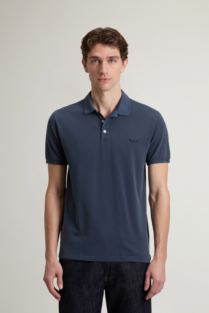 Garment-Dyed Mackinack Polo in Stretch Cotton Piquet Blue photo 1 | Woolrich