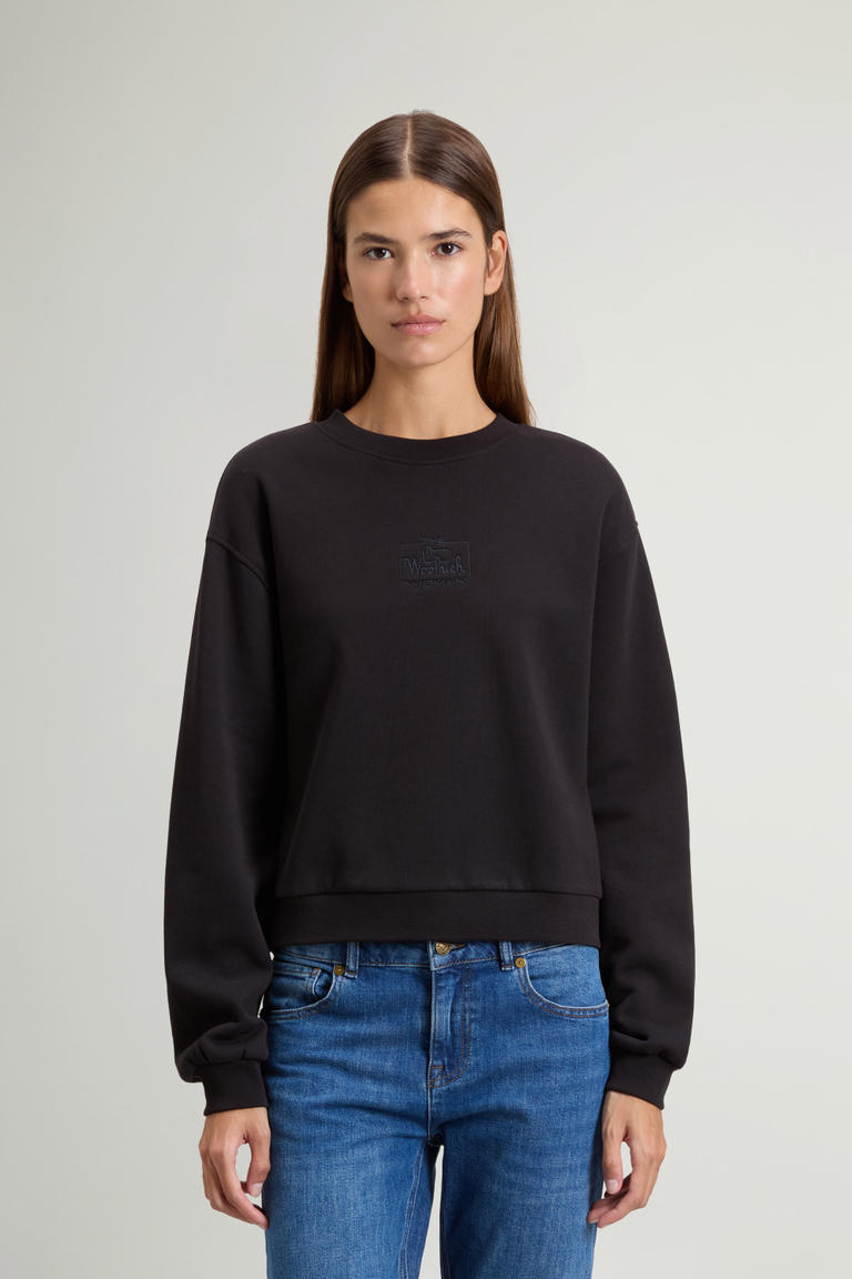 Sweater met ronde hals van zuiver katoen Zwart photo 1 | Woolrich