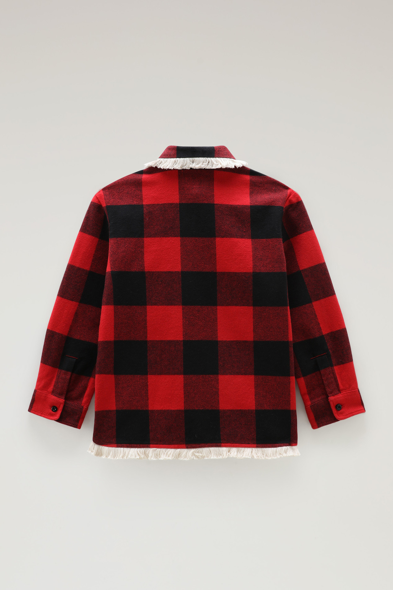 Girls' Flannel Buffalo Check Overshirt with Fringe Red photo 2 | Woolrich
