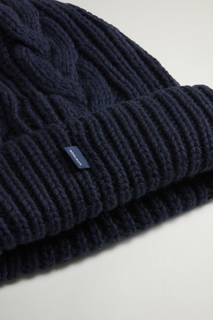 Beanie in Wool and Cotton Blend Blue photo 4 | Woolrich