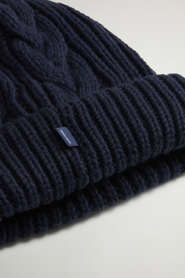 Beanie in Wool and Cotton Blend Blue photo 4 | Woolrich