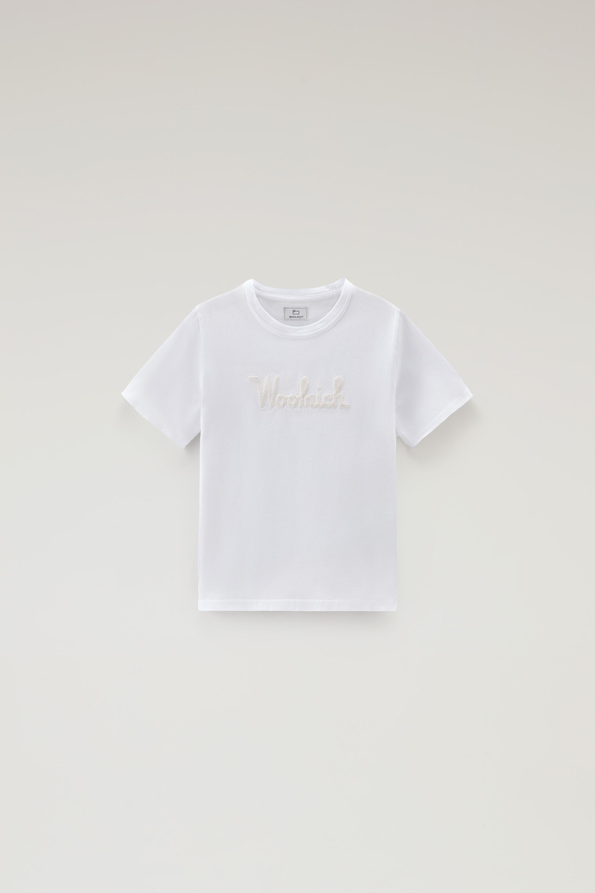 Boys' Pure Cotton T-Shirt with Embroidery White photo 1 | Woolrich