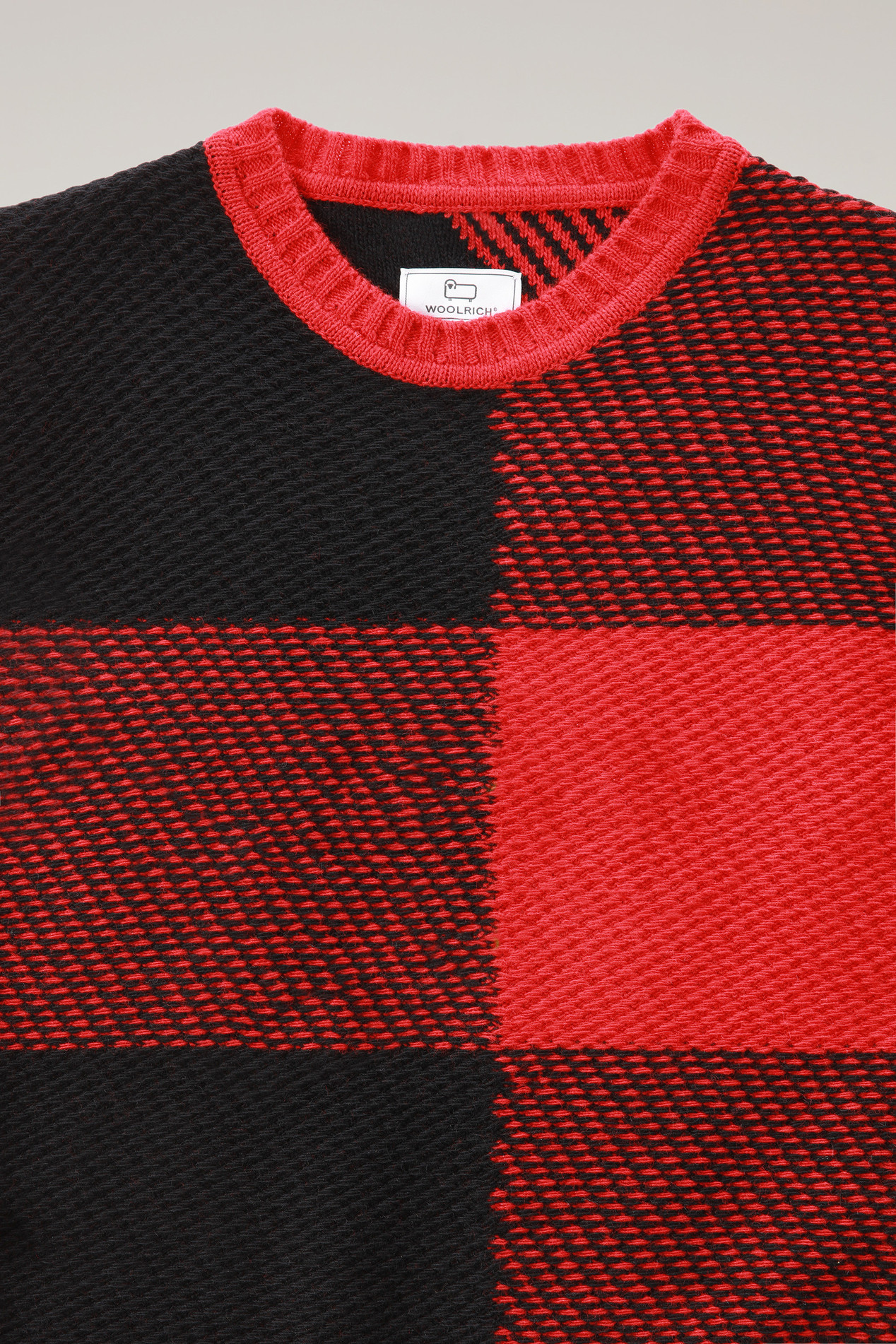 Pullover mit Rundhalsausschnitt mit Buffalo-Karomuster aus Merinowoll-Mischgewebe für Jungen Rot photo 2 | Woolrich